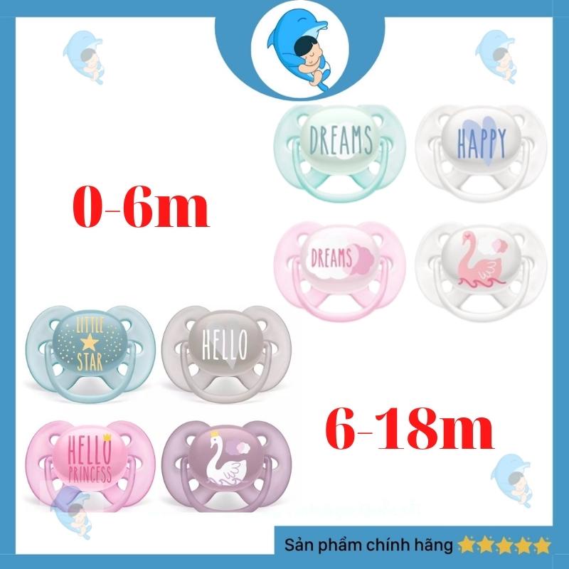 Ti Giả Ti Ngậm Chỉnh Nha Đầu Dẹt Siêu Mềm Avent Ultra Soft Chính Hãng An Toàn Cho Bé 6-18m