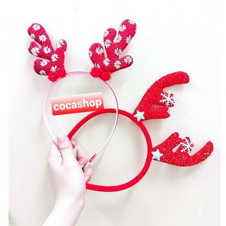 Cài tóc cài, băng đô noel cho nữ- bé cũng dùng được sừng tuần lộc hoa mai