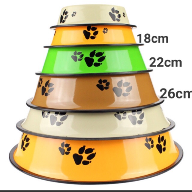 Bát Ăn Inox Chống Trượt In Hình Dấu Chân Chó Đáng Yêu