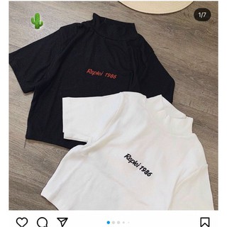 ❤️ Áo Croptop body cổ lọ thêu chữ 1986, chất thun borip xịn xò❤️❤️