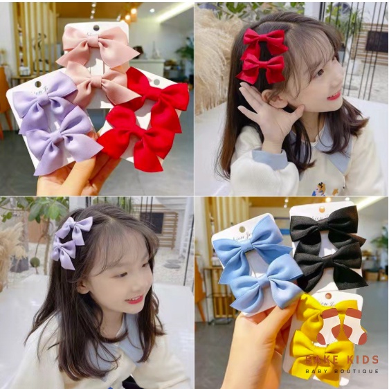 Set 2 kẹp tóc cho bé gái - Kẹp tóc Nơ xinh xắn đáng yêu màu Pastel phong cách Hàn Quốc mẫu mới nhất