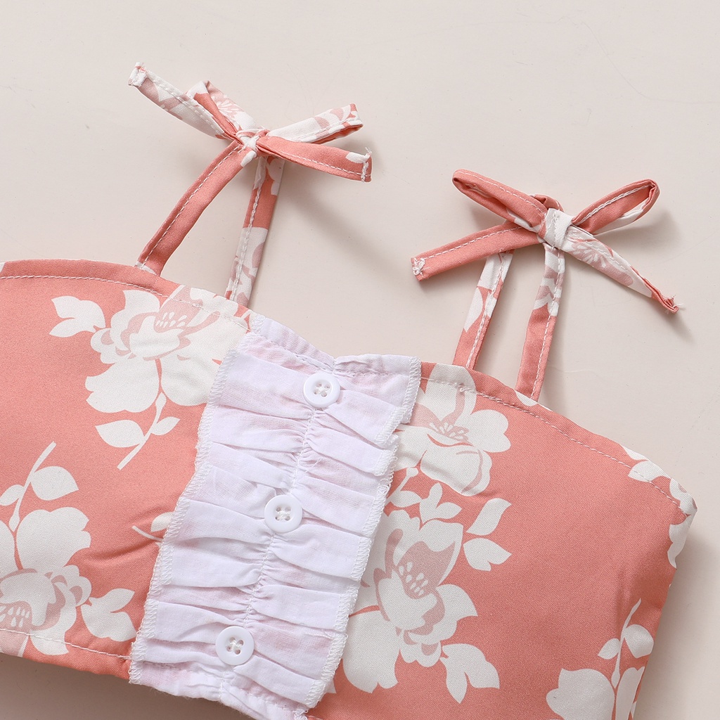 Set đồ bơi 2 mảnh MIKRDOO gồm áo 2 dây in hoa + quần short thời trang mùa hè cho bé gái