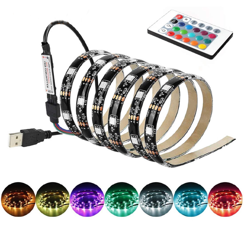 Dây Đèn Led 1m 2m 3m 5m Đầu Cắm Usb Cho Tv 5v 2835 60smd / M Rgb