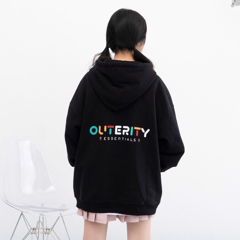 Áo Hoodie Nỉ Chữ Nhật Form Rộng Tay Phồng, Áo Hoodie Màu Đen Unisex