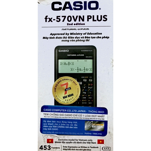 Máy tính CASIO/ MÁY TÍNH CHÍNH HÃNG fx-570VN PLUS ( bảo hành 7 năm) KÈM ẢNH VÀ VIDEO THẬT