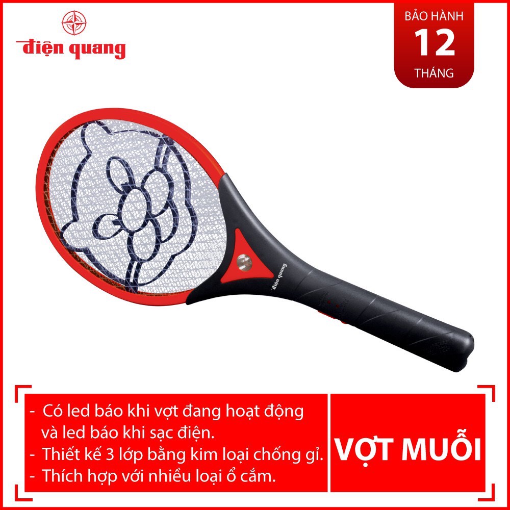 Vợt muỗi chống giật Điện Quang vợt đánh muỗi ĐQ EMR01 BLR (đen - đỏ)