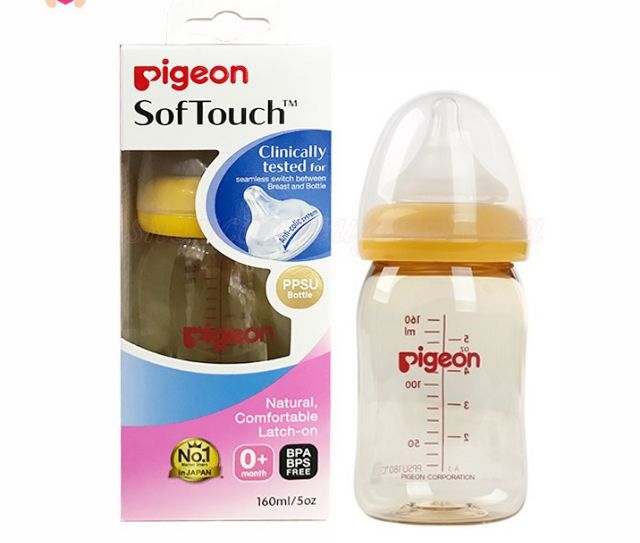 Bình sữa Pigeon SofTouch Peristaltic PLUS cổ rộng 160ml/ 240ml