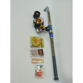 Combo cần câu Daiwa hoa văn 3m6 và máy câu cá STR 7000