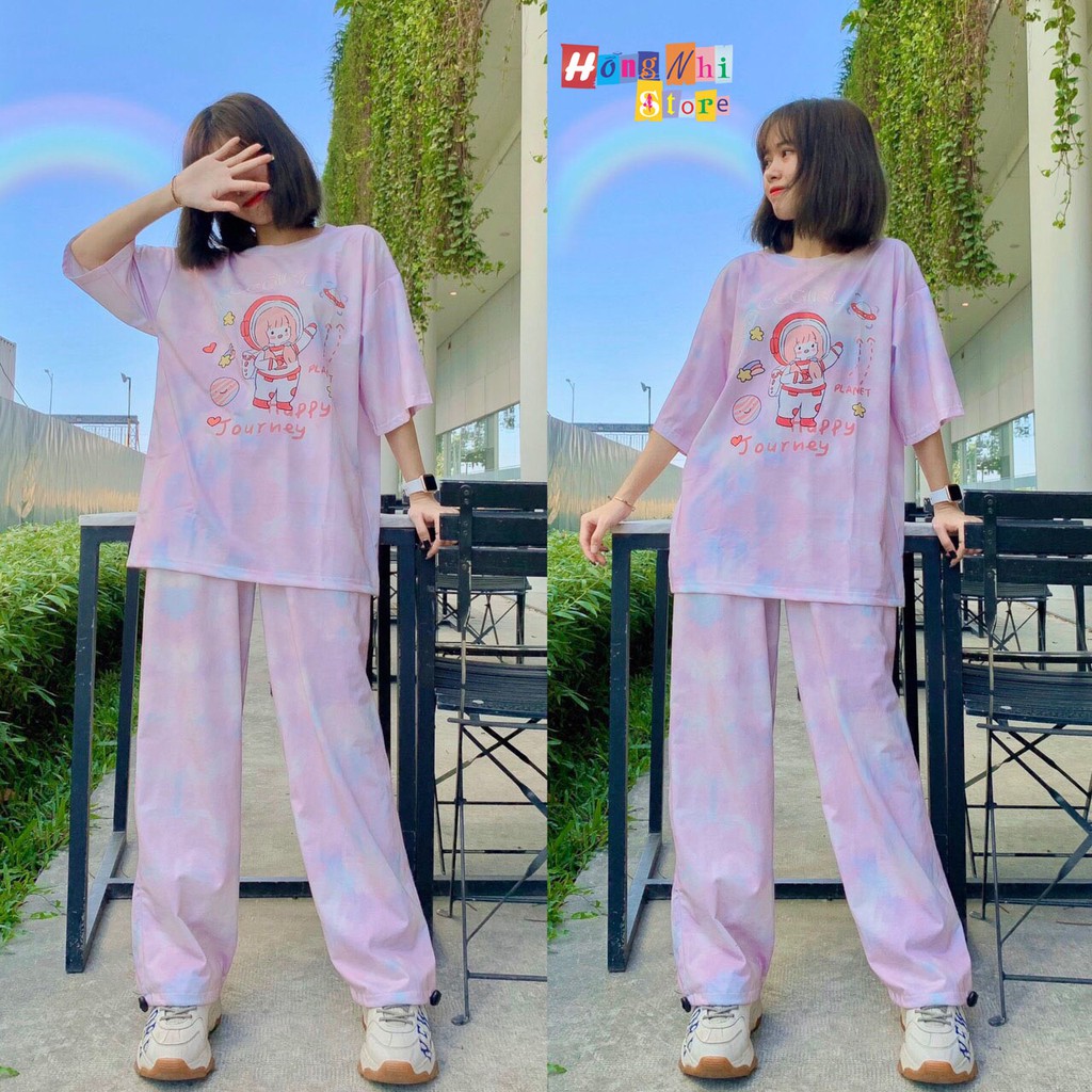 Set Bộ Áo Thun Tie Tee Tay Lỡ Loang Màu Kèm Quần Jogger Thun Dài Dây Rút Cao Cấp - MM