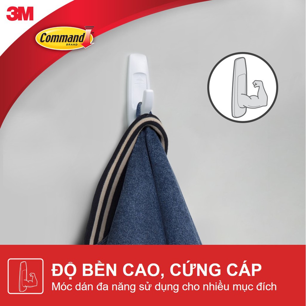 Bộ 10 Móc dán tường Command 3M chịu lực 2.2kg -bám chắc, tháo cực dễ 17008EXVP