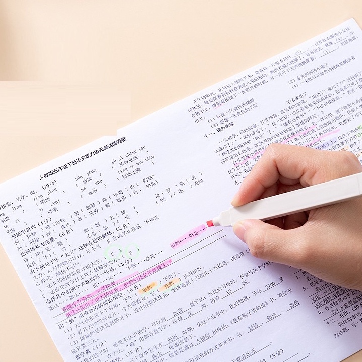 Bút Đánh Dấu Hai Đầu Mềm Nhiều Màu Sắc Bắt Sáng Cho Học Sinh / Văn Phòng