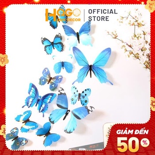 Combo 12 decal hình bướm 3D dán tường trang trí độc đáo