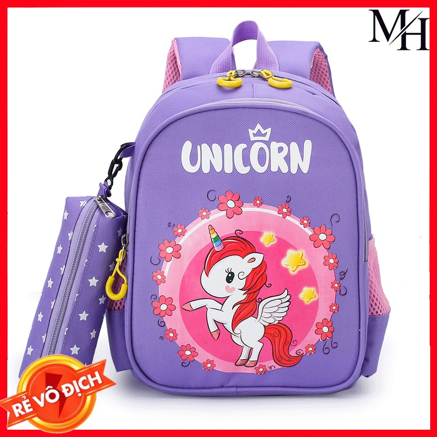 Balo Unicorn mầm non, Túi mẫu giáo bé trai bé gái hình con vật dễ thương chống thấm nước