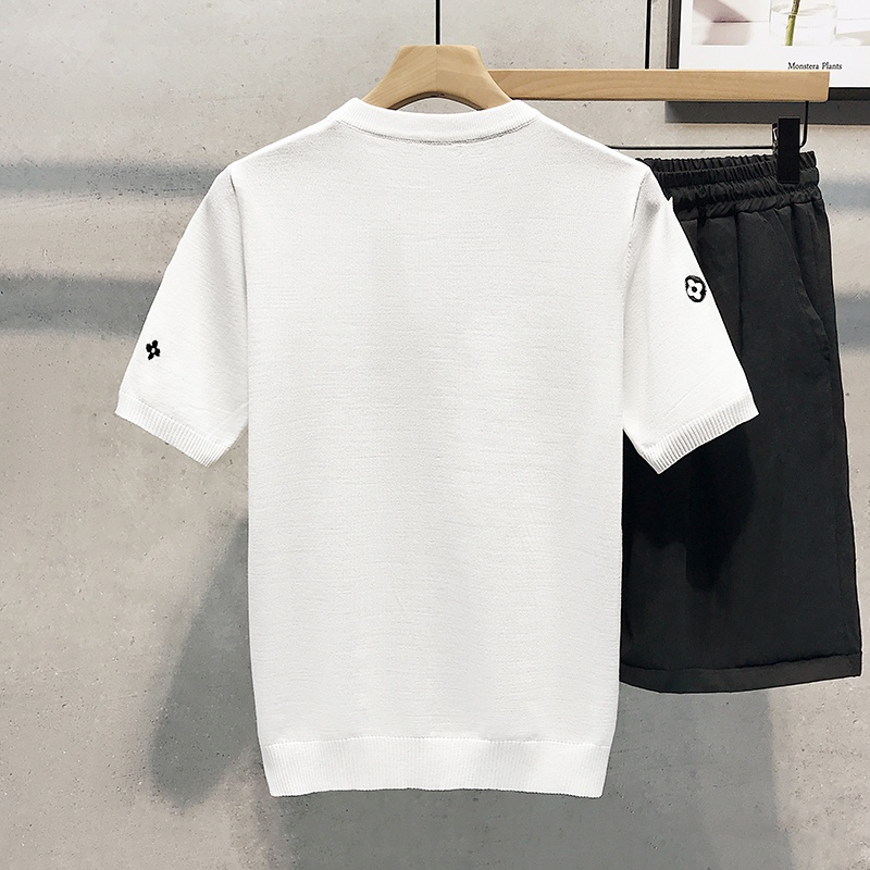 Áo thun tay ngắn cổ tròn họa tiết thêu thời trang năng động cho nam