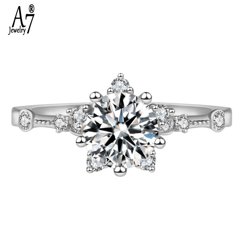 Nhẫn mở mạ bạc 925 1 Karat Moissanite