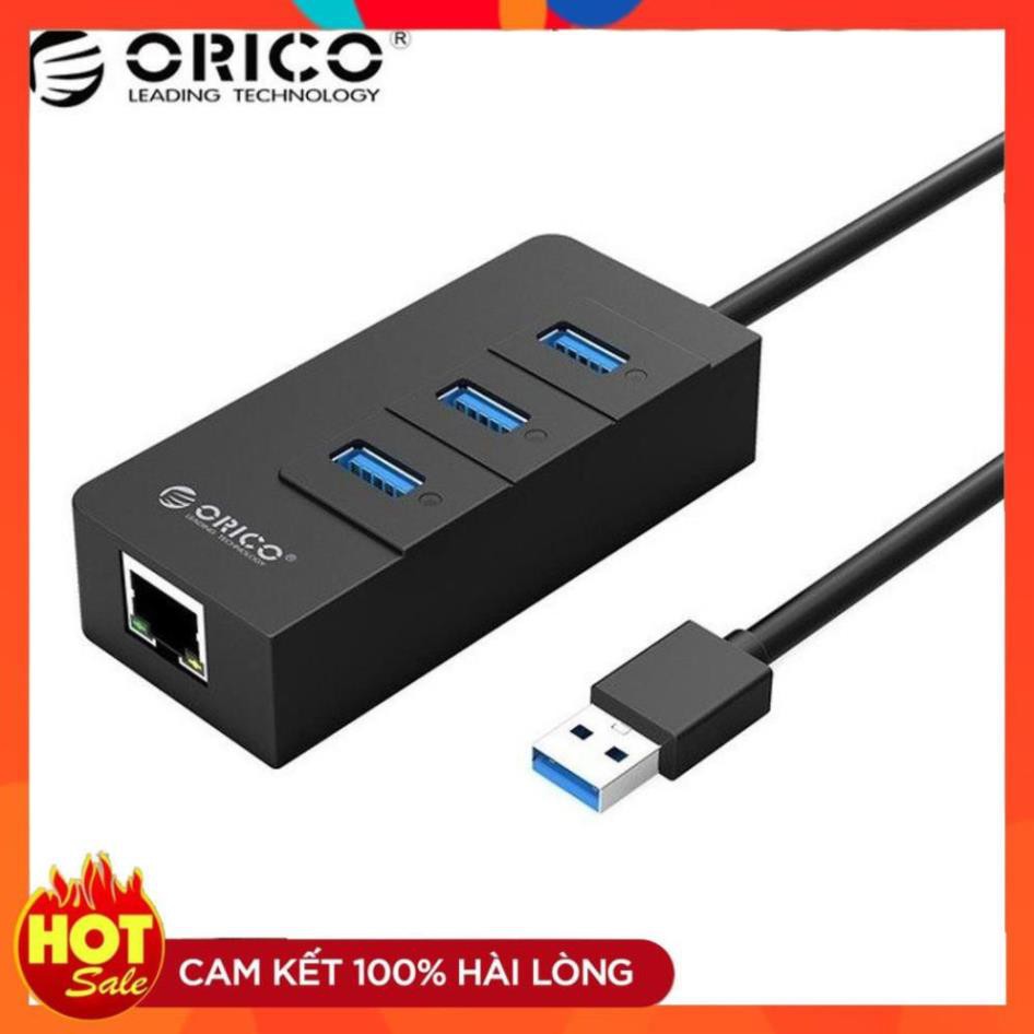 [Chính Hãng] Bộ chia USB HUB 3 cổng USB 3.0 tích hợp cổng Lan Gigabit Orico HR01-U3 - Hàng Chính Hãng bảo hành 12 tháng