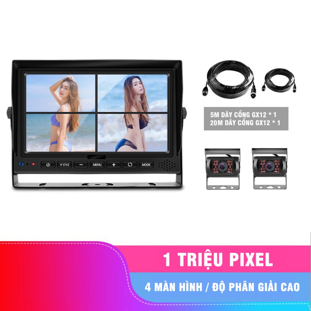 Combo 2 Camera Hành Trình Xe Tải Full HD+ Màn Hình IPS 7 Inch AHD Cổng GX12