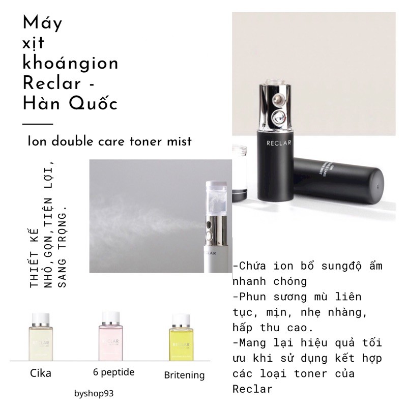 ♻️FREESHIP- CHÍNH HÃNG♻️Máy xịt khoáng + Toner bất kì ( số lượng có hạn) ion Reclar Hàn Quốc- Ion double care toner mist