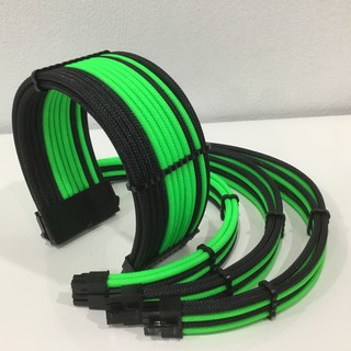 DÂY NGUỒN BỌC LƯỚI NỐI DÀI MÀU ĐEN XANH CAO CẤP BLACKGREEN01