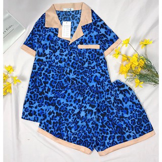 Pijama Lụa Cát Phối Quần Cộc Tay Ngắn Freesize