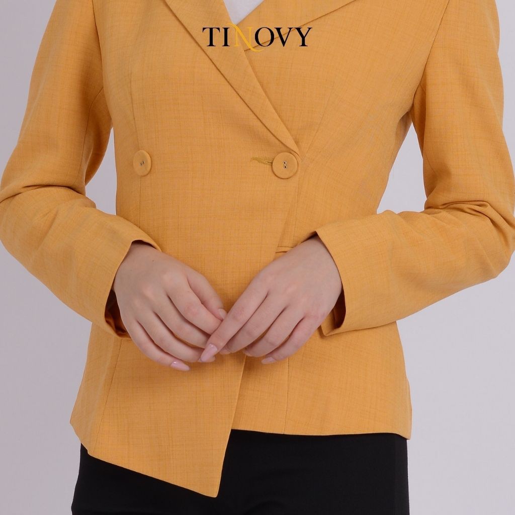 Áo Vest Blazer Nữ TINOVY Dài Tay Vạt Lệch Cao Cấp 1910-081