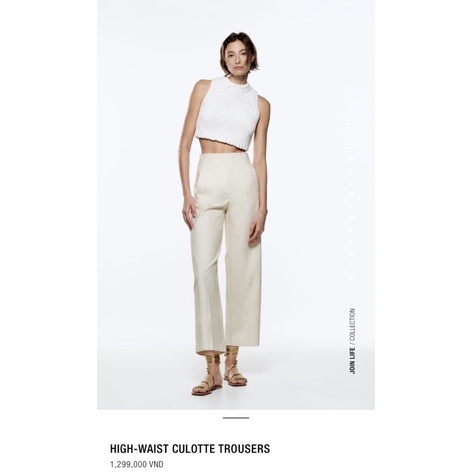 Quần ống suông cạp cao Zara  - High Waisted Culotte Trousers
