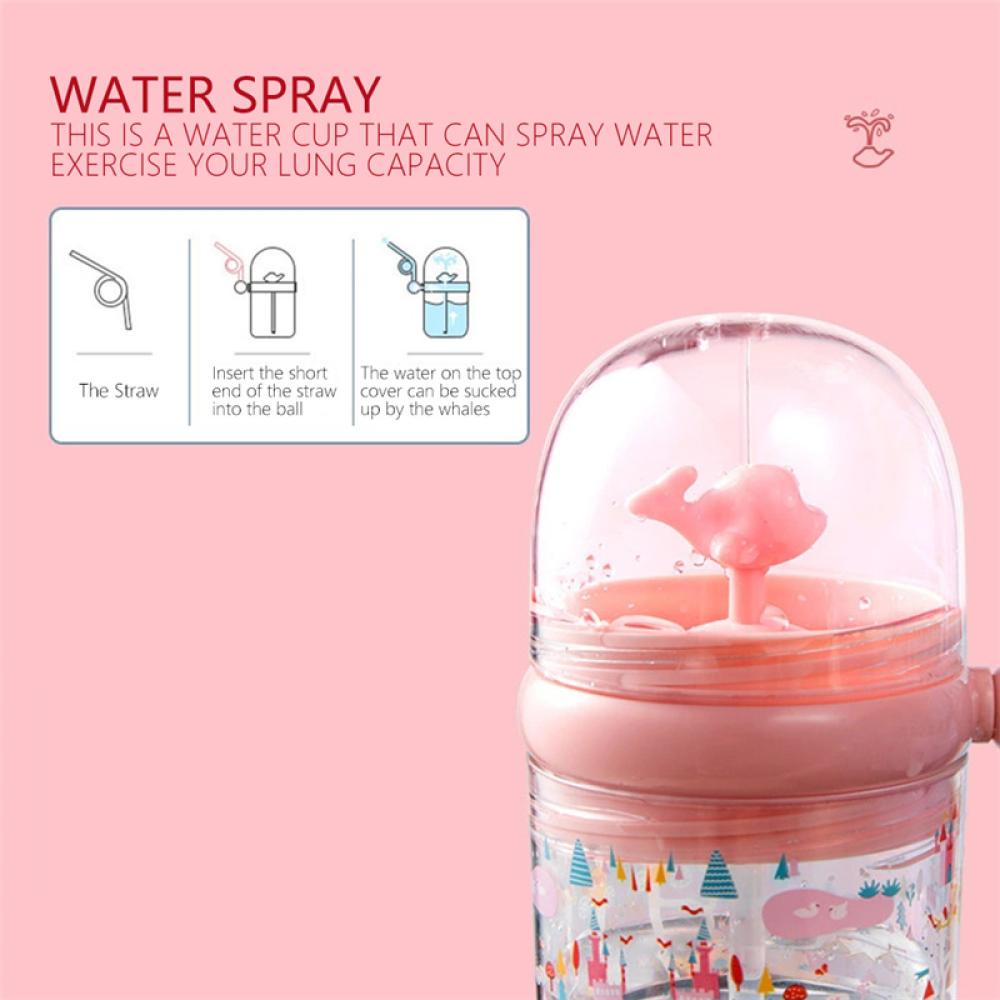 Bình Nước Dạng Xịt In Hình Cá Voi Có Quai Đeo Vai Kích Thước Nhỏ Gọn Dành Cho Trẻ Em O4W1