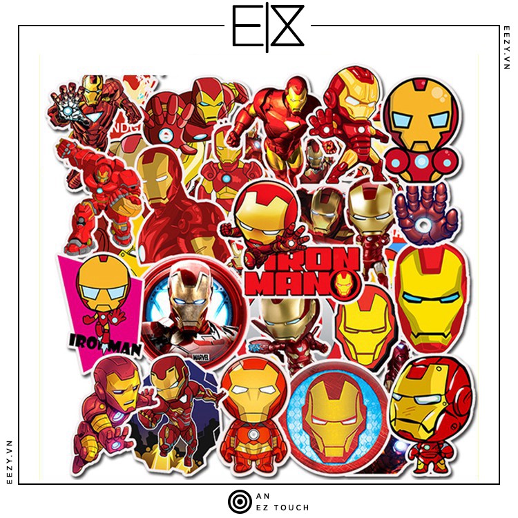 [FREESHIP 40K] SET 35 MIẾNG STICKER DÁN IRONMAN CHỐNG NƯỚC DÁN NÓN BẢO HIỂM, LAPTOP, VALI, TỦ, BÀN HỌC, XE MÁY