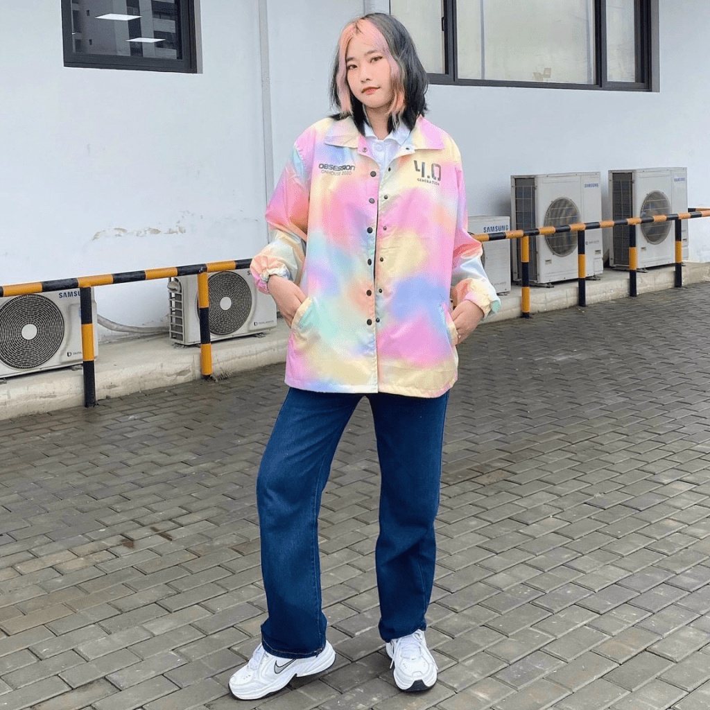 Áo Khoác Dù Nam Nữ Loang Sơn, Phối Cúc Bấm Cá Tính, in Họa Tiết Siêu Ngầu 136 [NewUnisex]