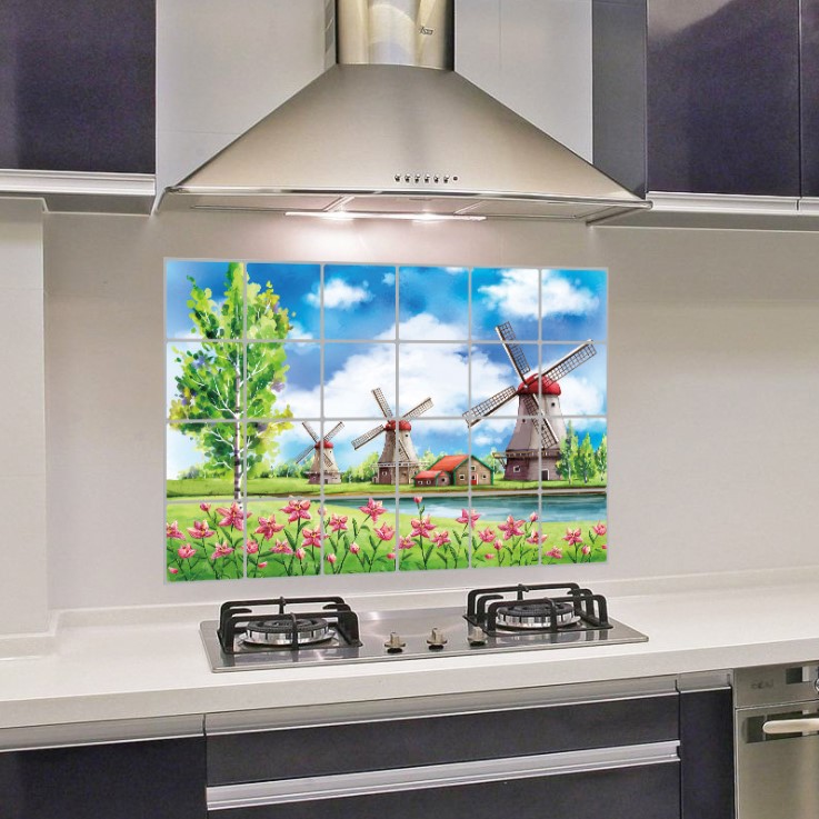 Miếng Giấy Dán Tường Nhà Bếp, Decal Dán Bếp Họa Tiết 3D Cách Nhiệt Chống Dầu Mỡ, Chịu Nhiệt ( Decal dán bếp)