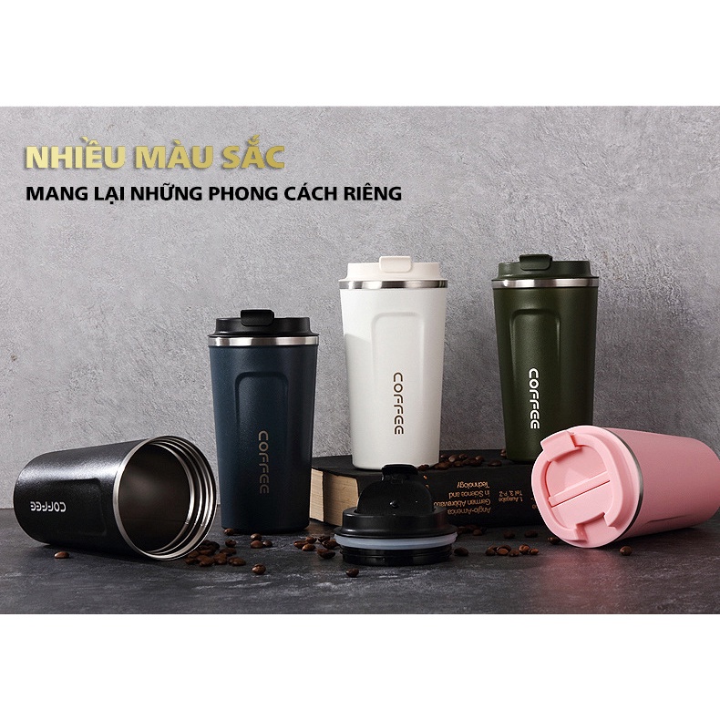 Cốc giữ nhiệt 510ml  ly coffee holic inox 304, bình nước giữ nhiệt 12h chống dò