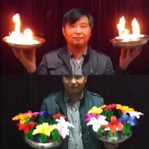 Đồ chơi  dụng cụ ảo thuật sân khấu: Double Fire Pan Into Bouquet