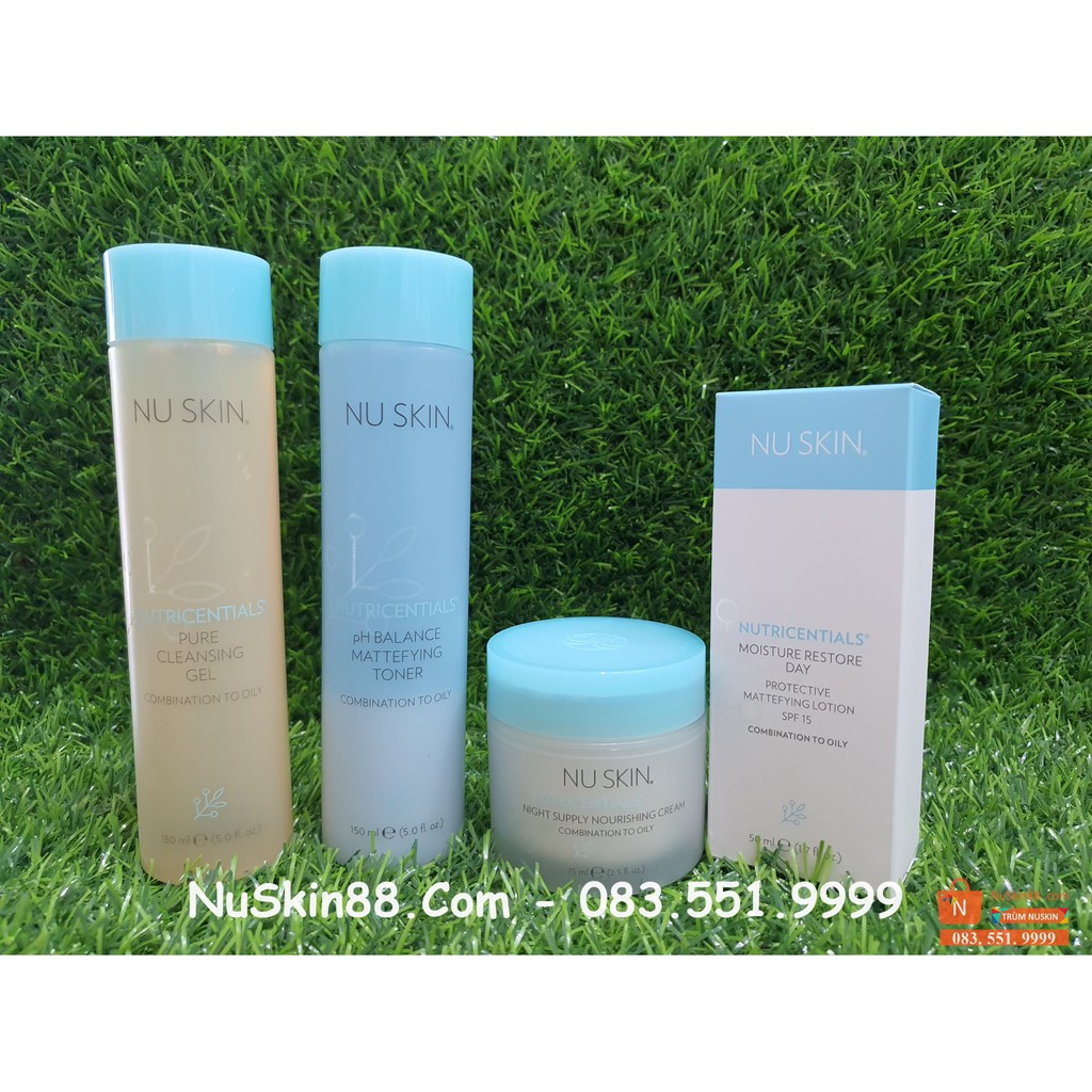 Bộ 4 Chăm Sóc Da Thiên Nhiên Nutricentials Dành Cho Da Dầu/ Hỗn Hợp NuSkin 88