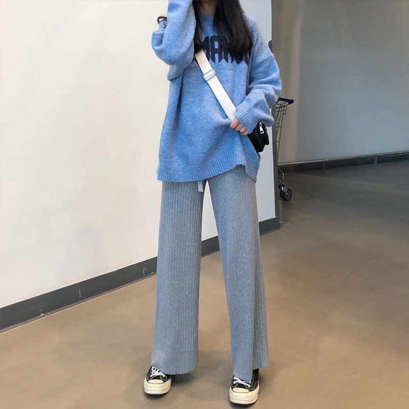 Áo len ulzzang dáng rộng tay xuông màu xanh dương