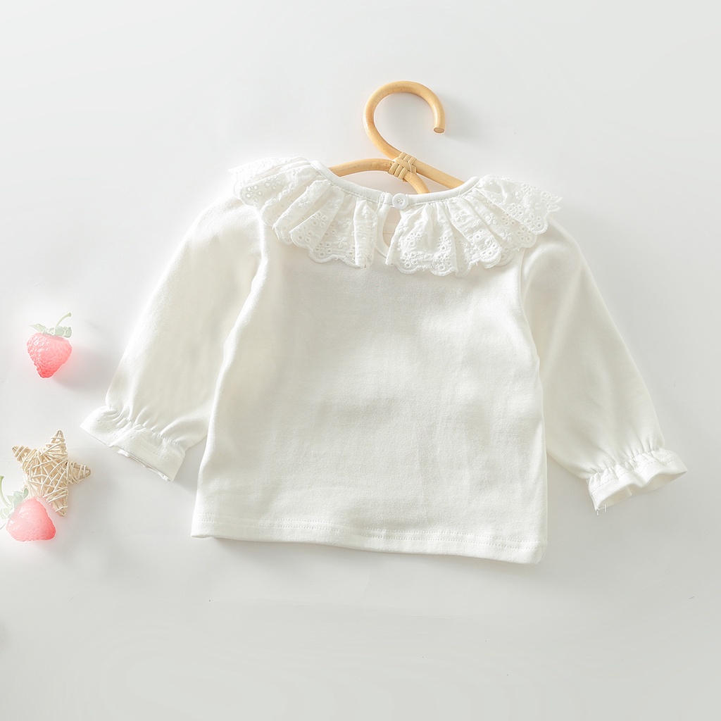 Áo cổ búp bê màu trơn thời trang mùa thu cho bé gái