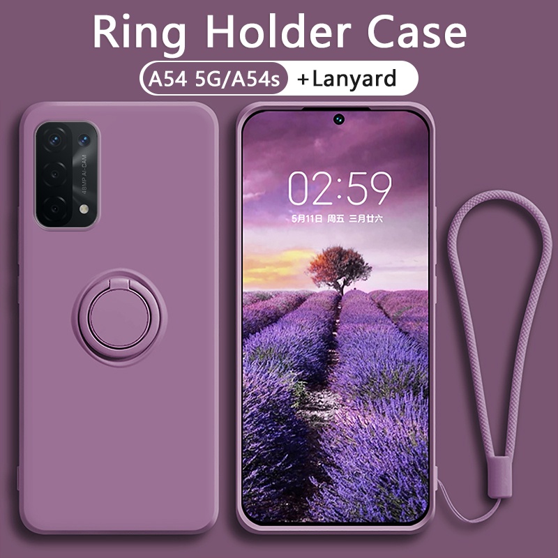 ốp lưng OPPO A54 A53 A52 5G 4G Giá đỡ vòng từ tính Chân đế Silicone mềm Bảo vệ toàn diện Máy ảnh Dây buộc Miễn phí Chống va đập