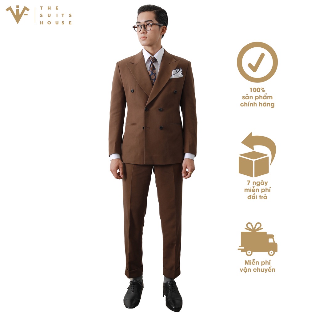 Bộ vest nam nâu đậm 2T6K, suits sartorial chất cashmere The Suits House