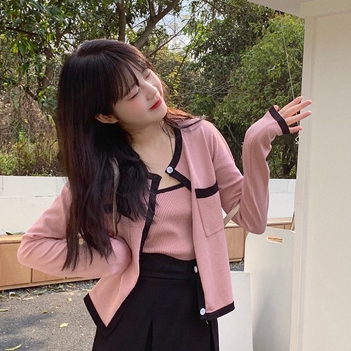 【ZHELIHANGFEI】Áo Khoác Cardigan Dệt Kim Không Tay Xinh Xắn Cho Nữ Tw