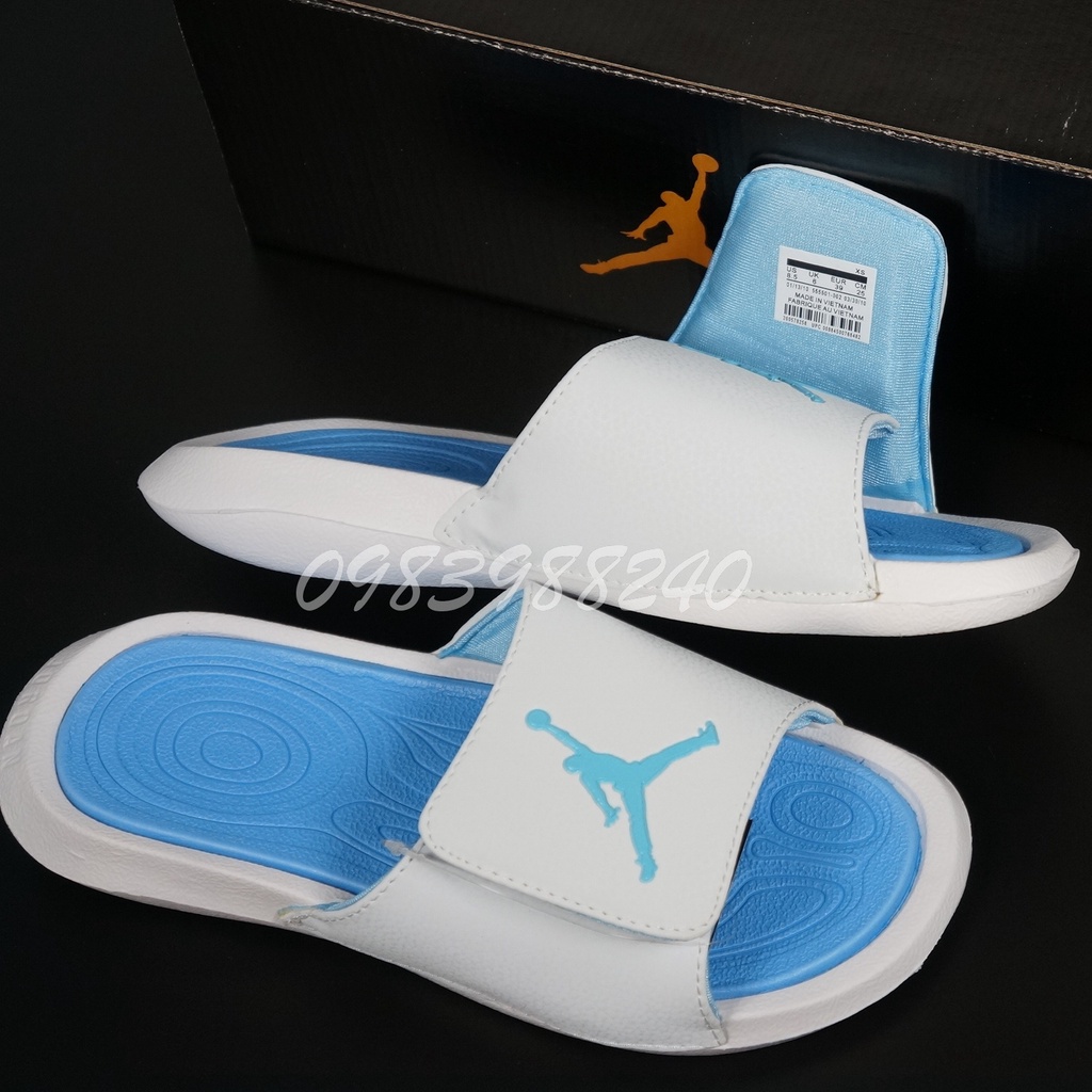 Dép JD Jordan bóng rổ FREE SHIP + hộp hãng + jordan đủ tem tag loại 1 xám full quai ngang xé dán nam nữ. BH Slippers