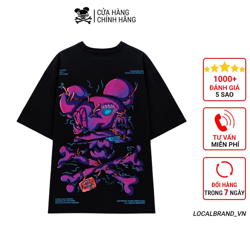 Áo thun Bad Habits Cracken tay lỡ form rộng vải Cotton - Thời trang nam nữ Unisex Streetwear