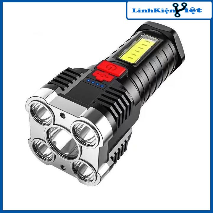 Đèn pin 5 led COB siêu sáng chống nước IPX4 (chưa gồm pin)