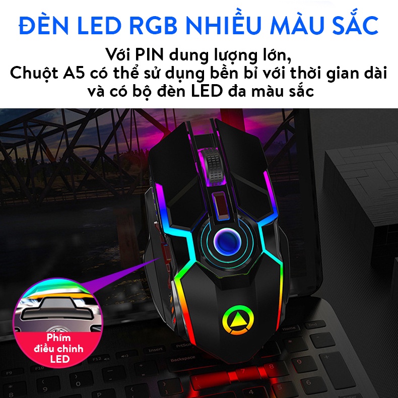 Chuột không dây Coputa chuột máy tính gaming laptop silent full LED A5