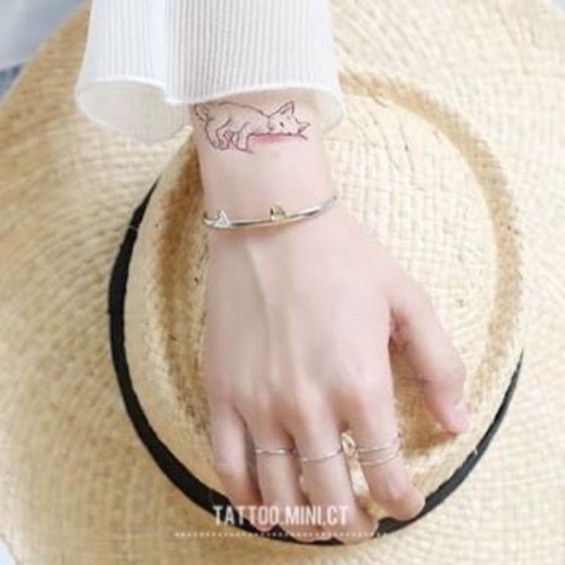 Hình xăm tatoo mèo lười h03 c006. Xăm dán tatoo mini tạm thời, size &lt;10x6cm