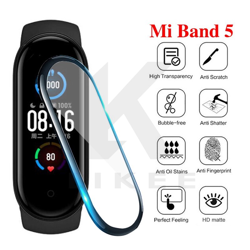 Kính bảo vệ siêu mạnh 9D Xiaomi Mi Band 5 4 3 Phim thủy tinh cho Mi Band5 Đồng hồ thông minh 3 Bảo vệ màn hình thủy tinh mềm cho Mi Band 4 5