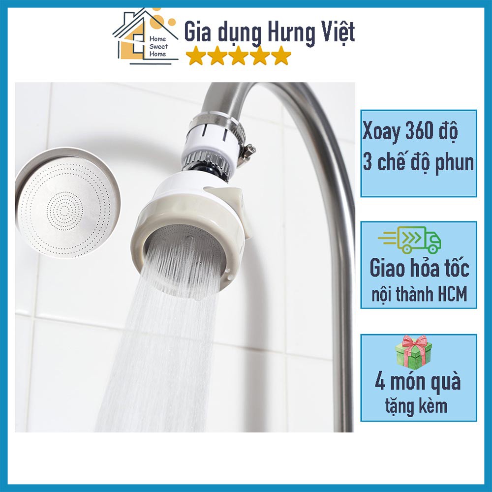 Đầu Vòi Rửa Chén Tăng Áp Inox 3 chế độ, giúp điều chỉnh lượng nước khi rửa chén, bát, rau củ [VÒI TĂNG ÁP]