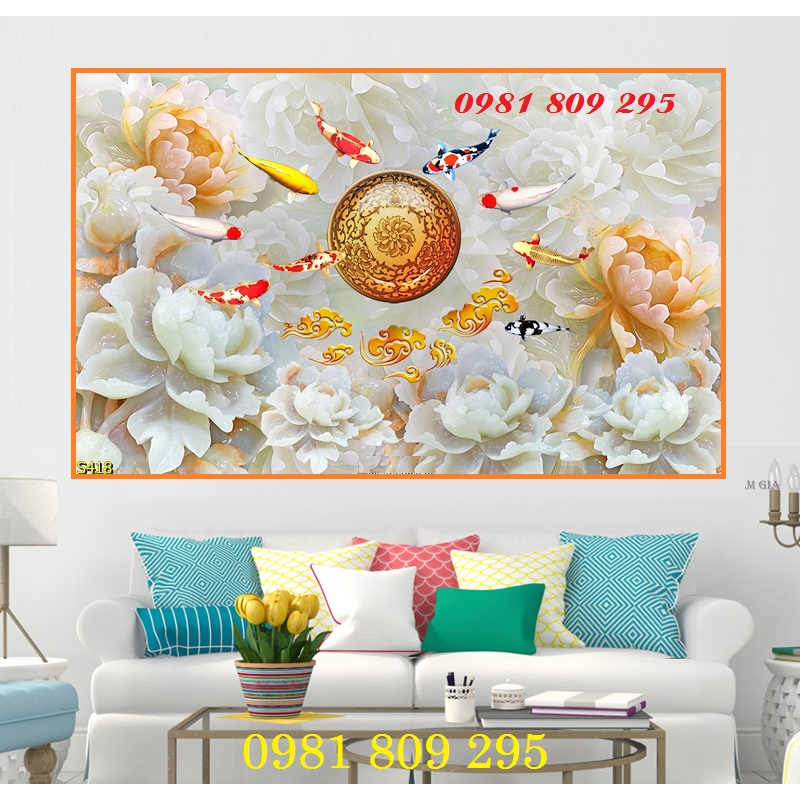 Gạch tranh 3d trang trí phòng khách GF8