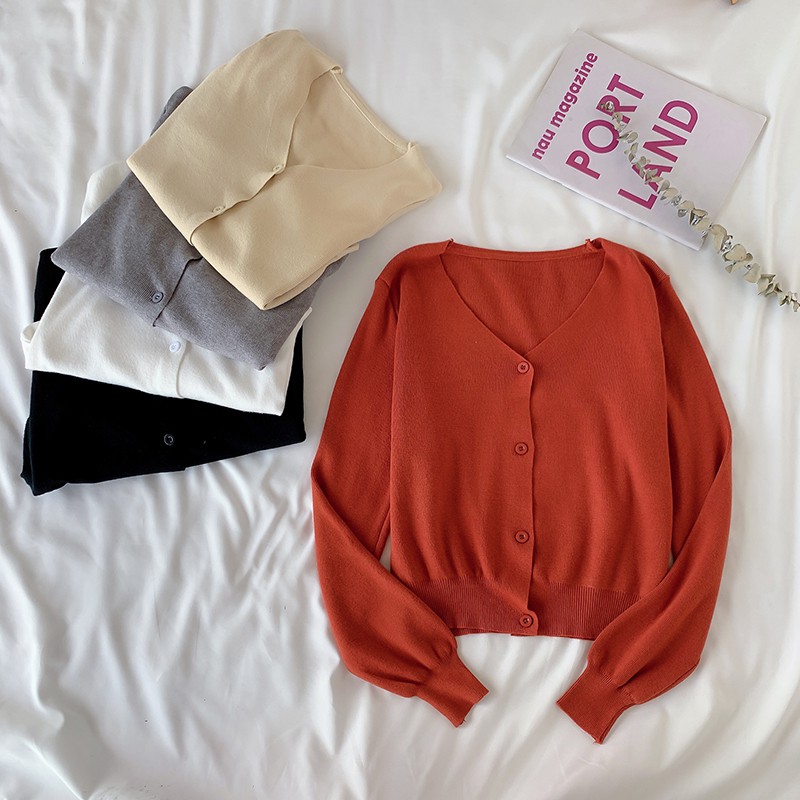 Áo Len Dài Tay Cổ Tim Phong Cách Hàn Quốc Thanh Lịch Dành Cho Nữ | BigBuy360 - bigbuy360.vn