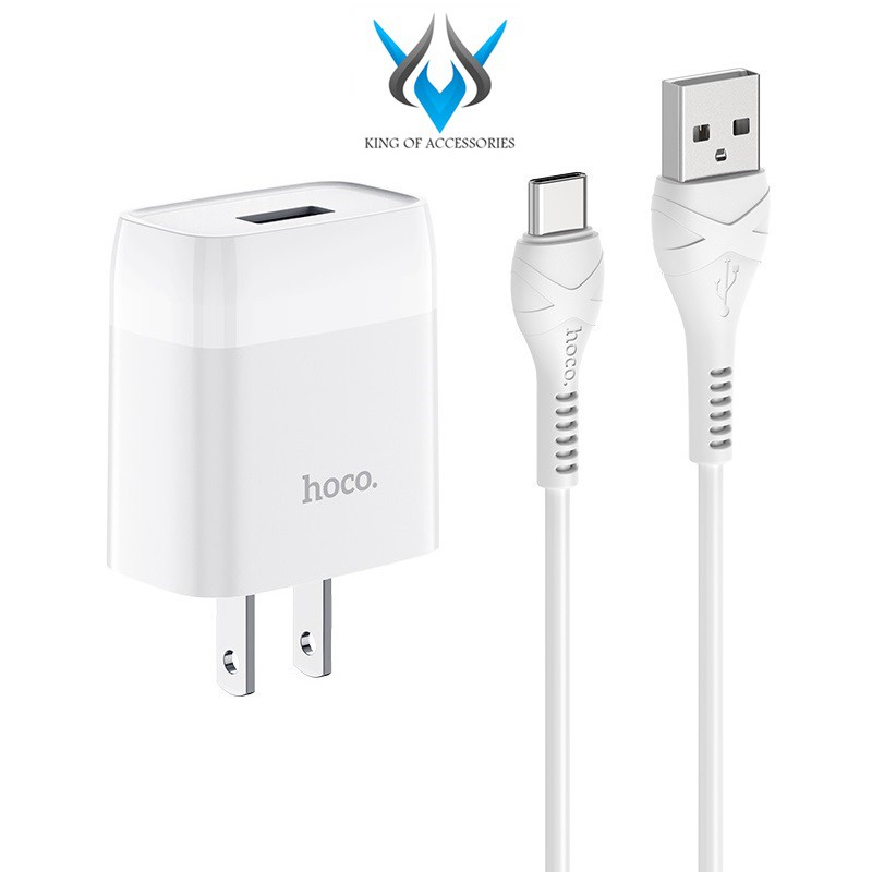 Bộ cốc sạc và cáp sạc Hoco C72 cổng Type-C output max 2.1A (Trắng) - Hàng chính hãng