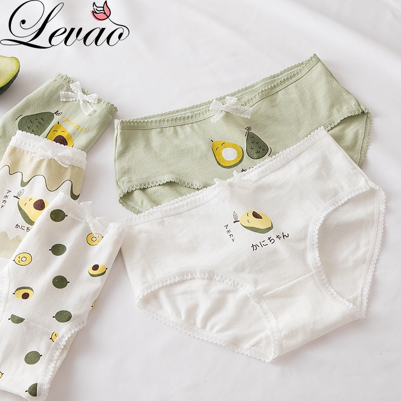 Quần Lót Levao Vải Cotton In Hình Quả Bơ Dễ Thương Thời Trang Cho Nữ