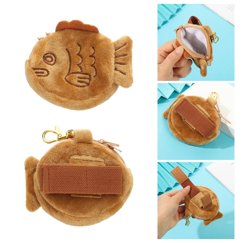 Ví đựng tiền và son hình con cá nhồi bông kích thước nhỏ có móc gắn balo dễ thương cho nữ